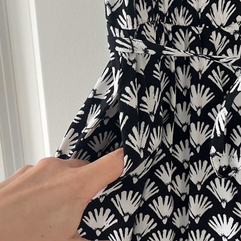 J. Crew Black and White Shell-Print Midi Dress - Picture 4 of 9